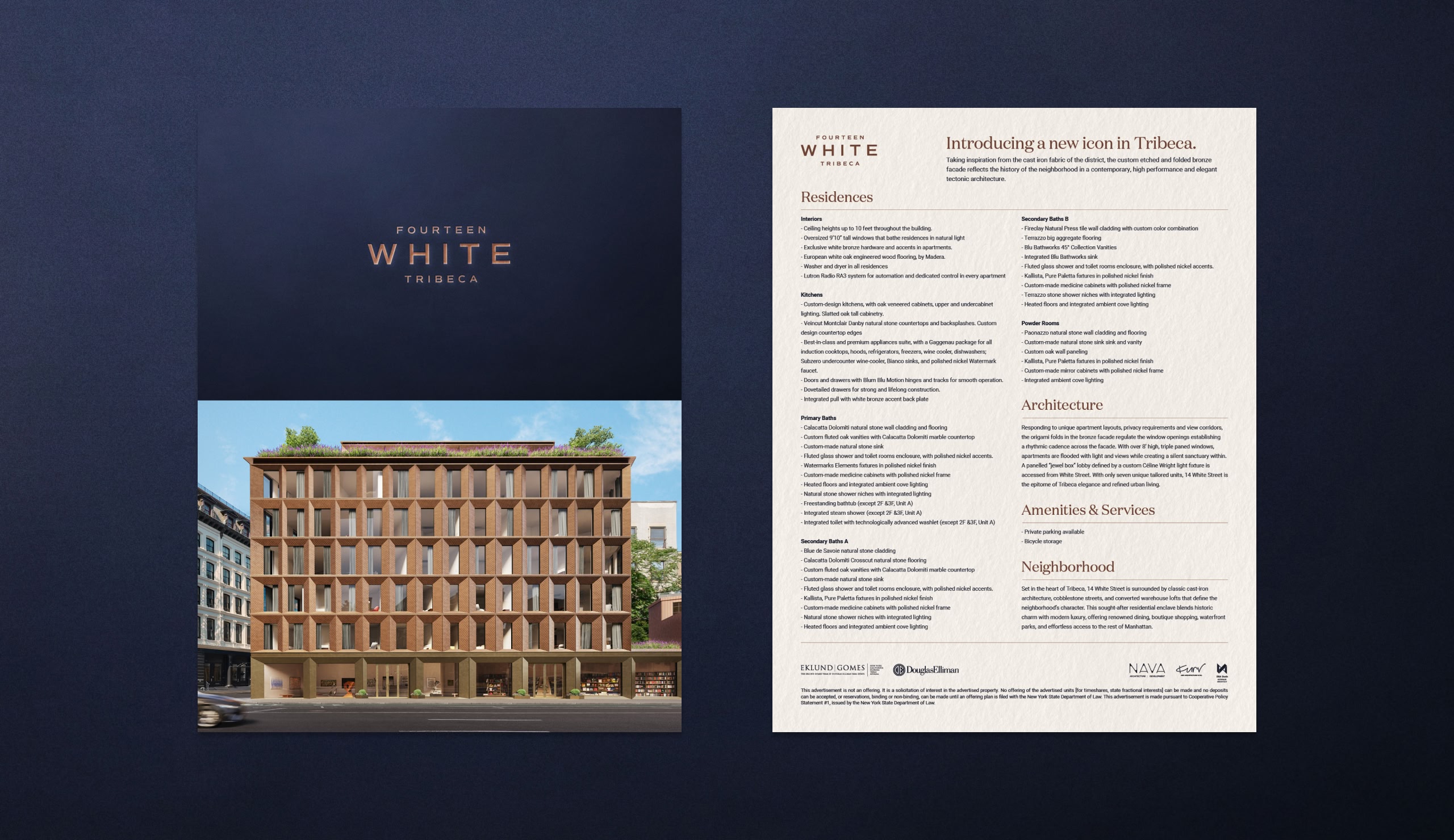 Fourteen White Tribeca – Luxury real estate fact sheet and sales collateral design by Pedja Zdravkovic