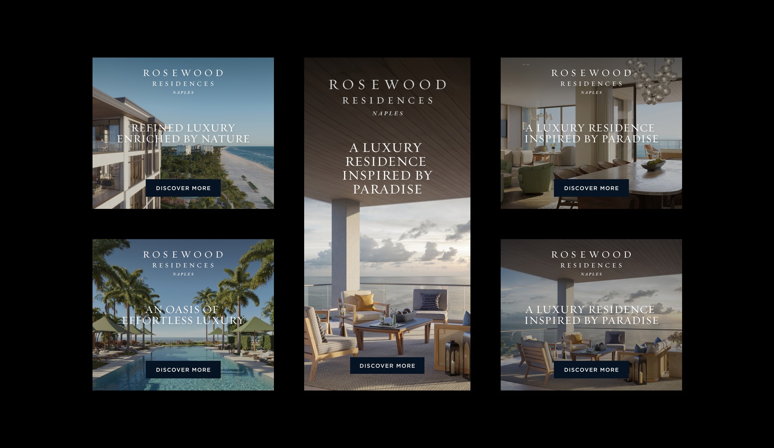 Rosewood Residences Naples – Digital advertising campaign creative including display banner ads, designed by Pedja Zdravkovic
